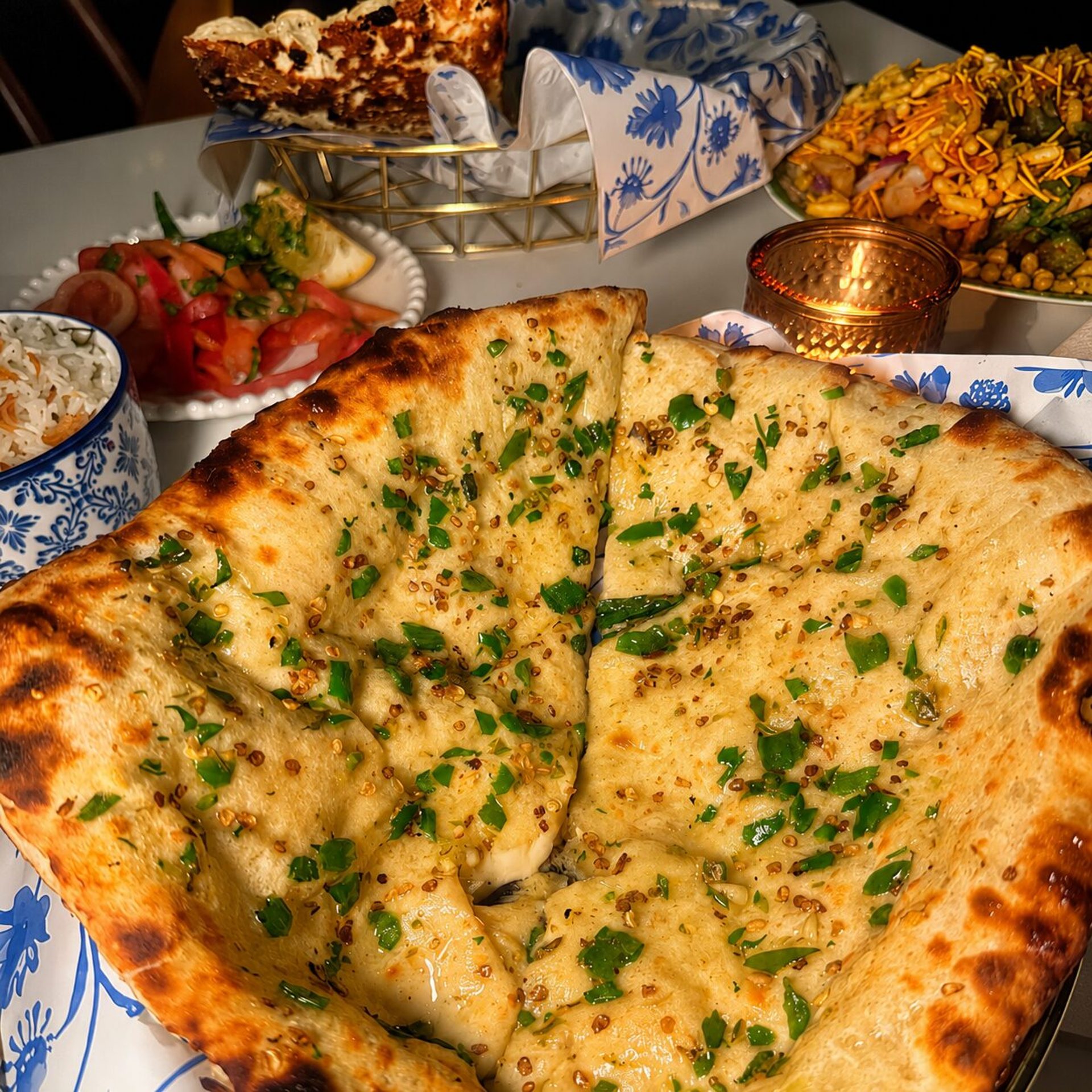 House-Baked Chili Cheese Naan